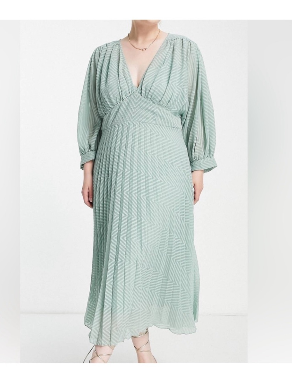 ASOS Curve Green Batwing Flowy Maxi Dress Plus 24 Wedding Party Formal Gala